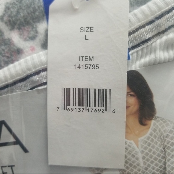 NEW-NAUTICA 2Pc SuperSoft Feather Touch Fleece Pajama Sleepwear Set Grey/White L - Picture 12 of 13